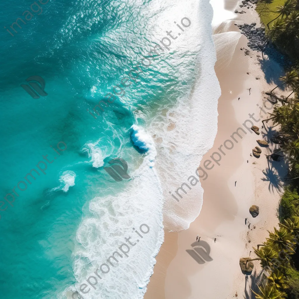 Aerial view of a coastline with turquoise waters and white sands - Image 3