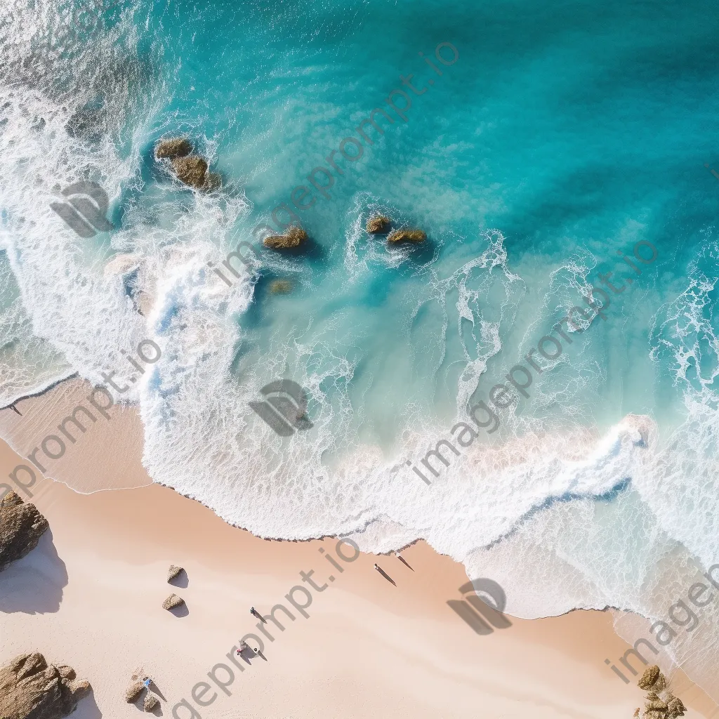 Aerial view of a coastline with turquoise waters and white sands - Image 4