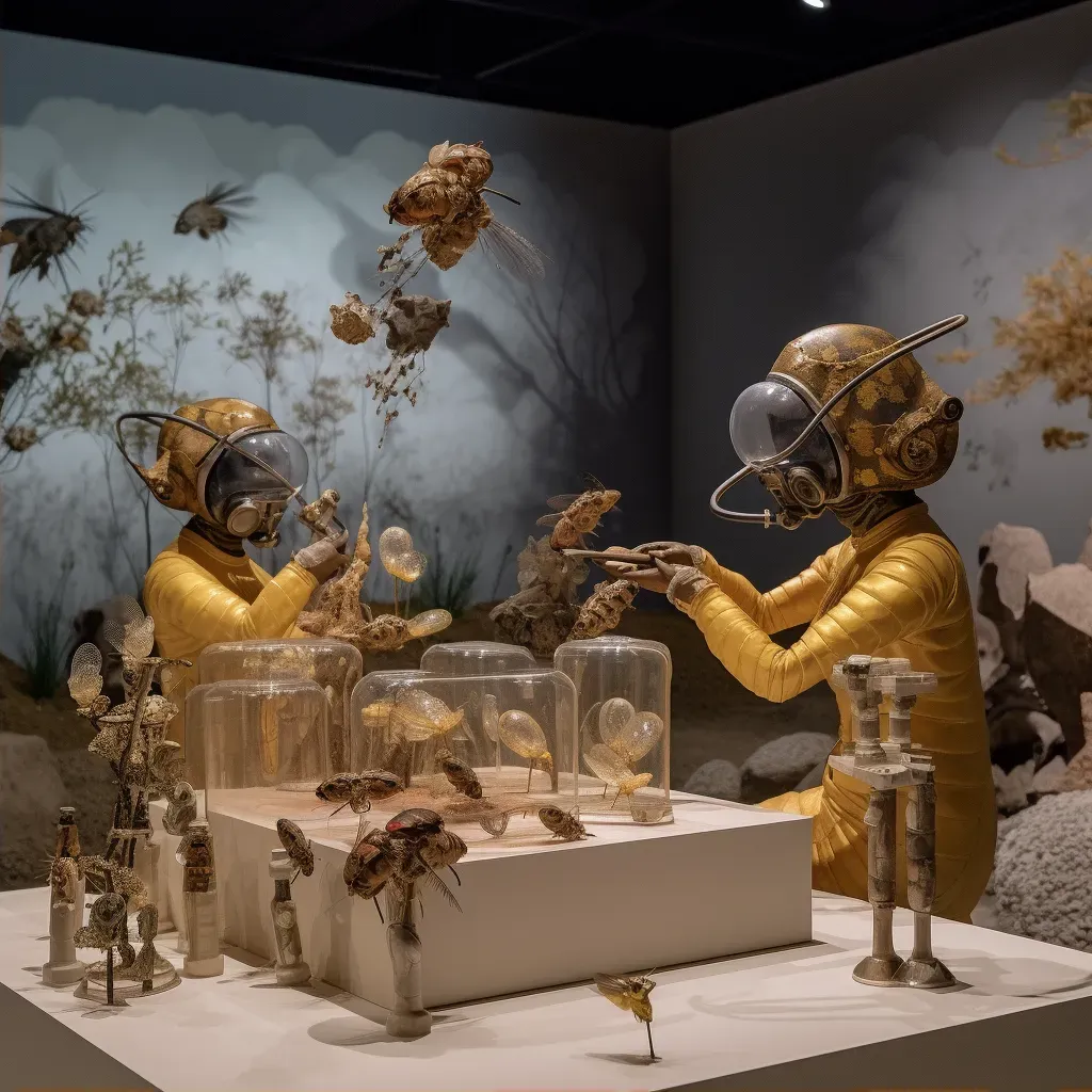 Image depicting a multimedia exhibit exploring the relationship between humans and bees - Image 2