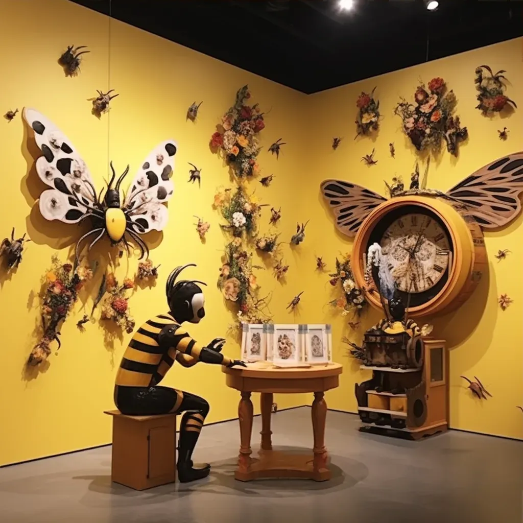 Image depicting a multimedia exhibit exploring the relationship between humans and bees - Image 3