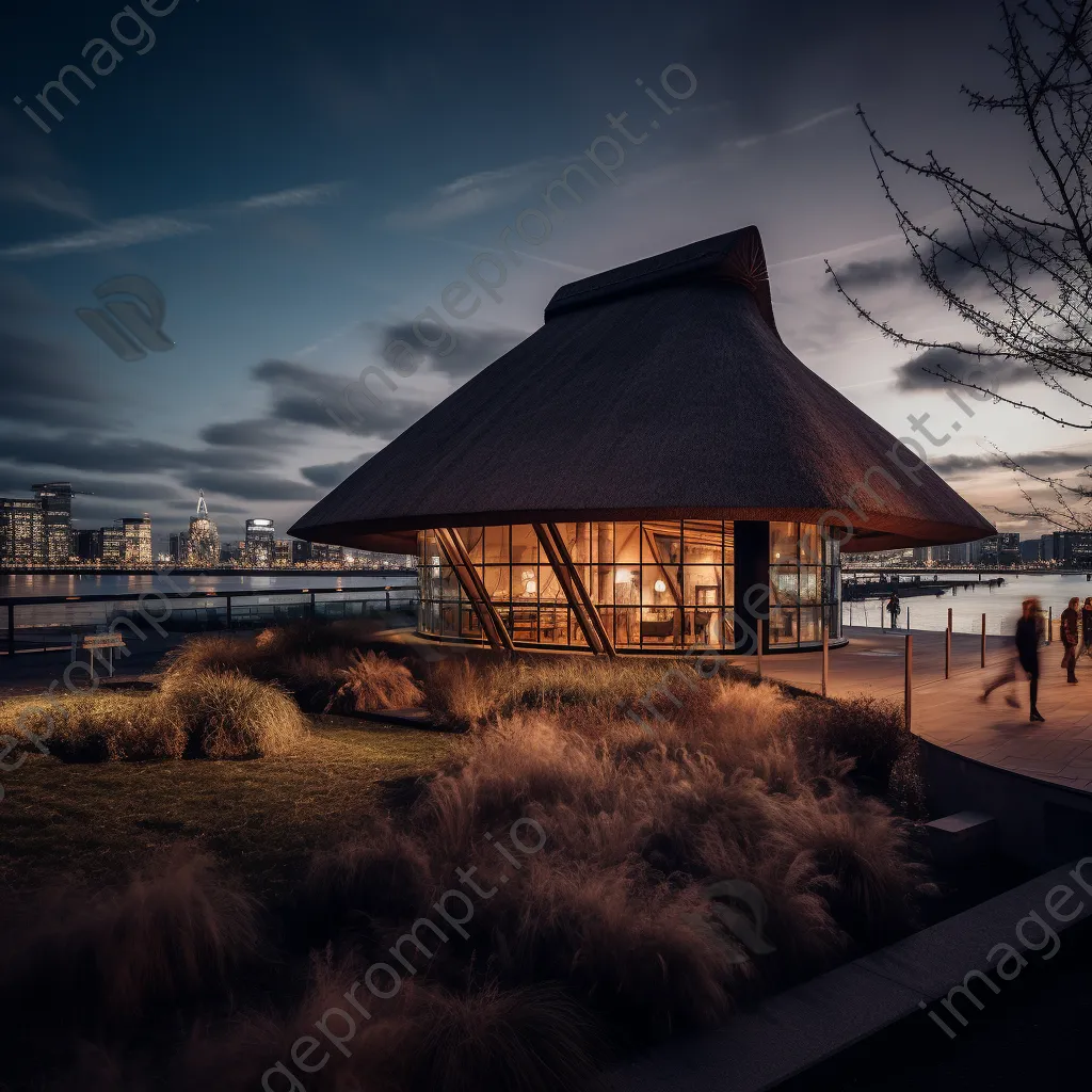 Exhibition of thatching techniques against modern architecture - Image 1