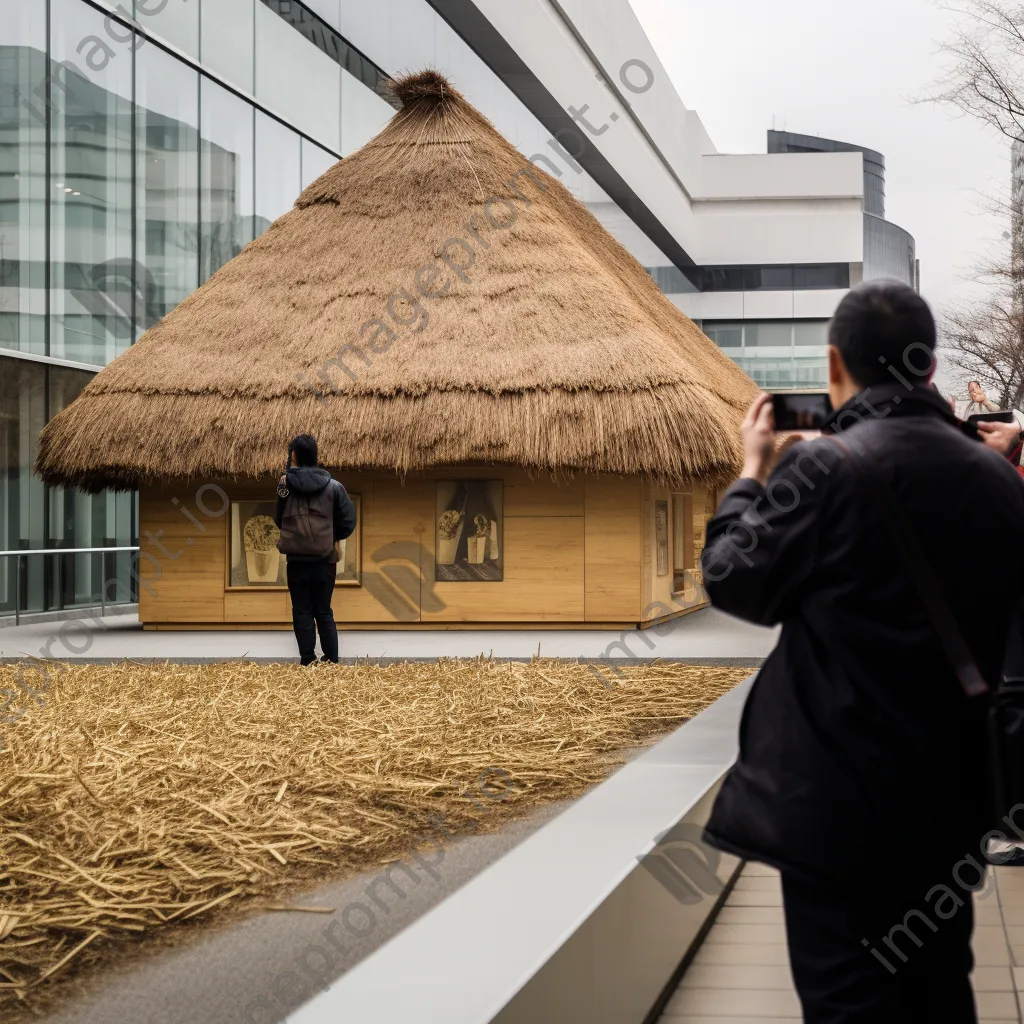 Exhibition of thatching techniques against modern architecture - Image 3