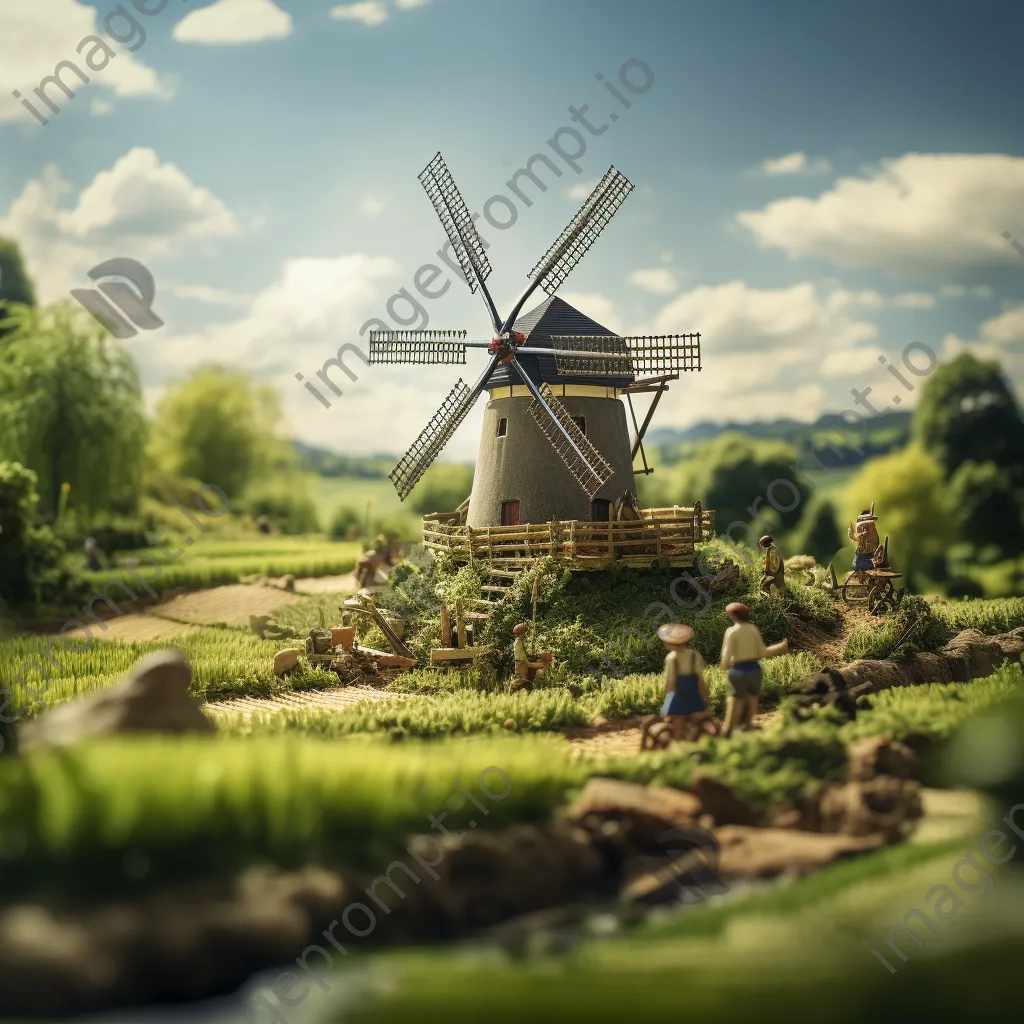 Farmers working near traditional windmill - Image 2