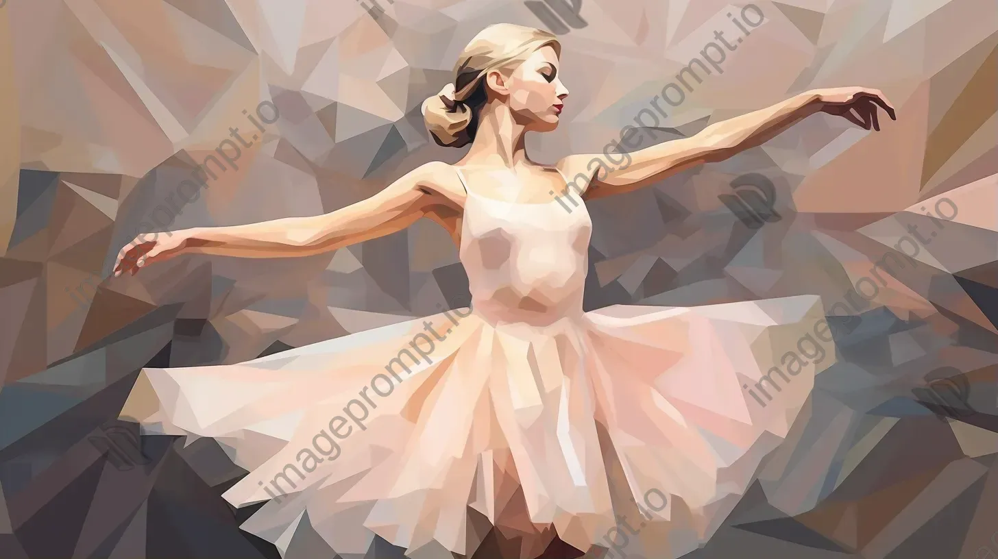 Low poly portrait of a dreamy ballerina in soft pastel colors - Image 1