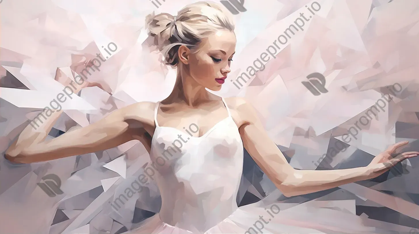 Low poly portrait of a dreamy ballerina in soft pastel colors - Image 2