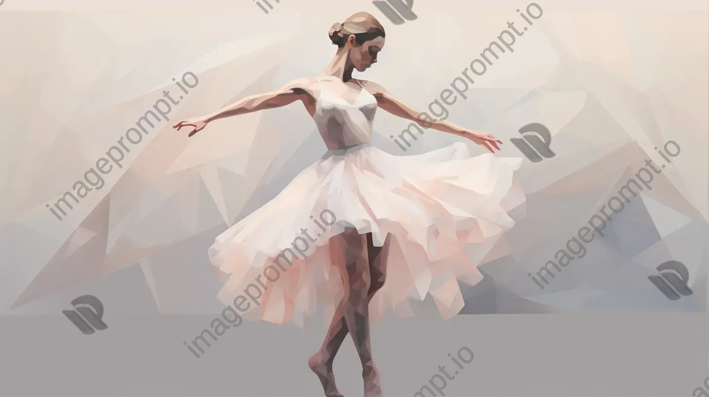 Low poly portrait of a dreamy ballerina in soft pastel colors - Image 3