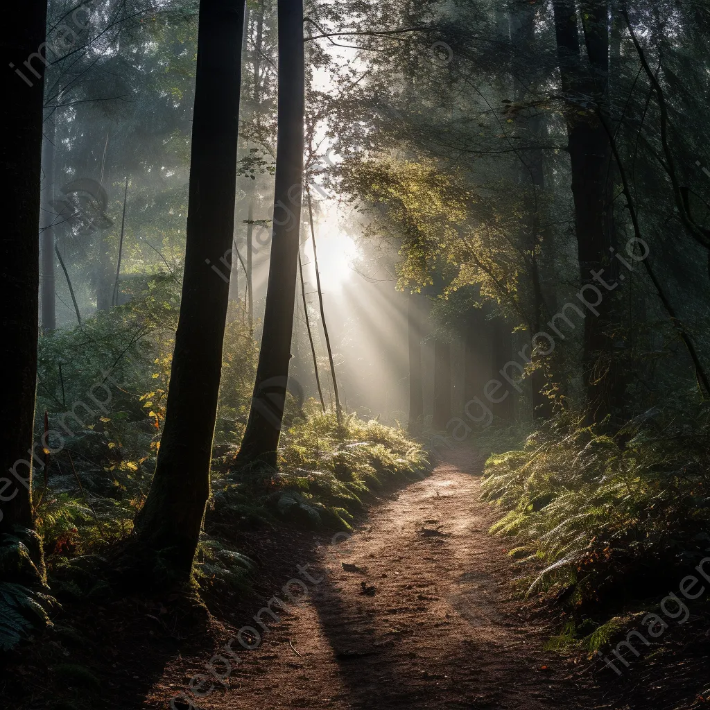 Winding path in a fog-covered forest - Image 4