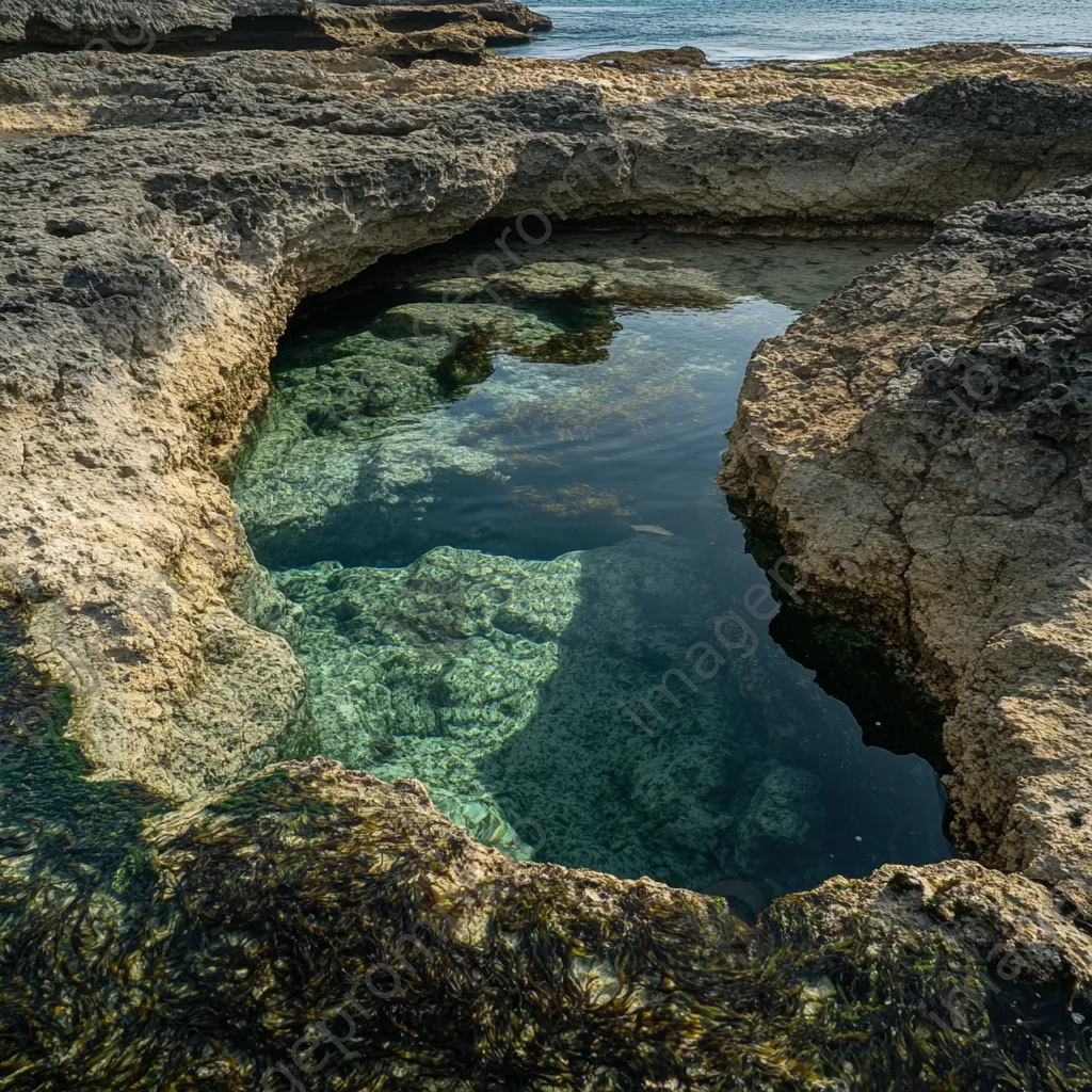 Textured rock formations with crystal clear pools - Image 1