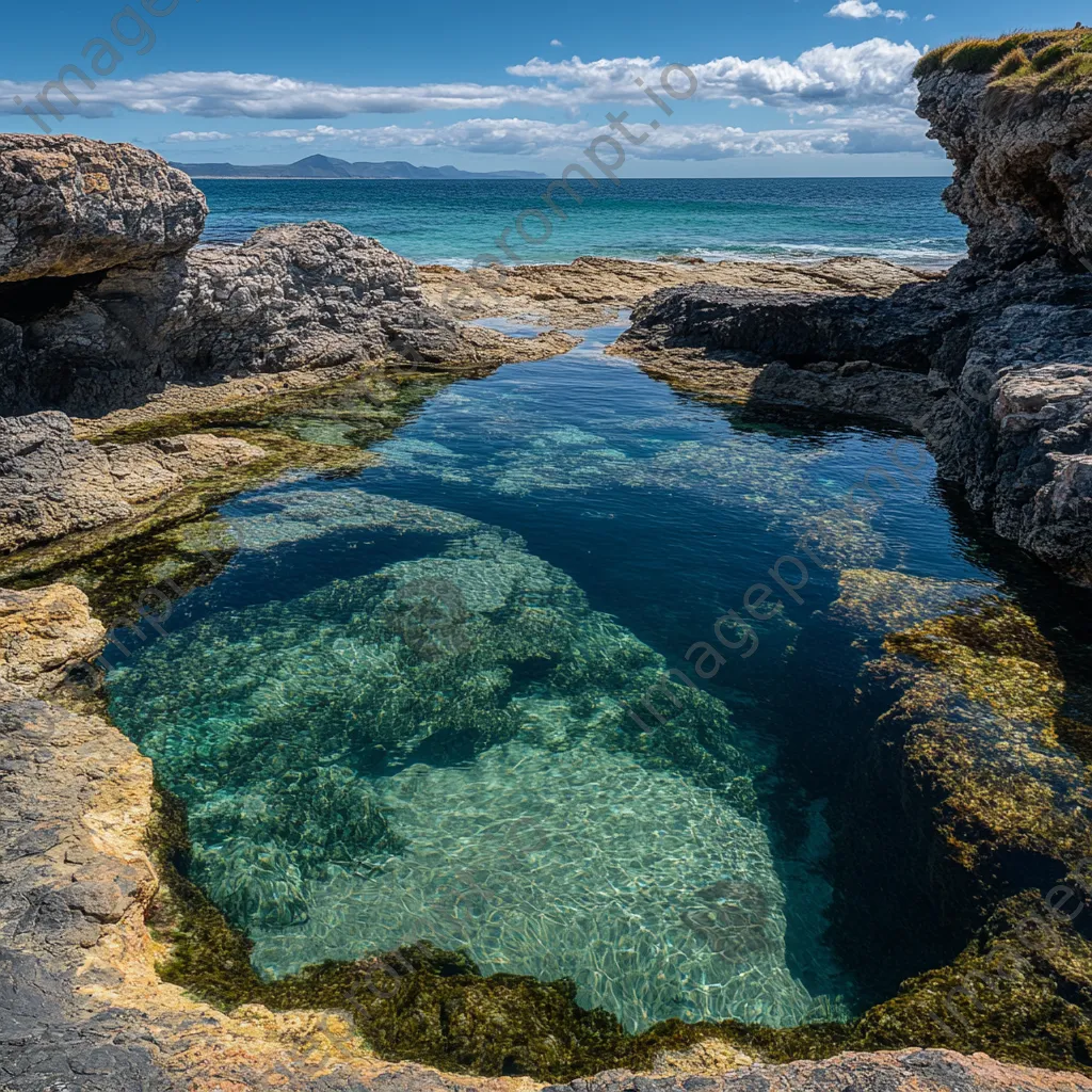 Textured rock formations with crystal clear pools - Image 2