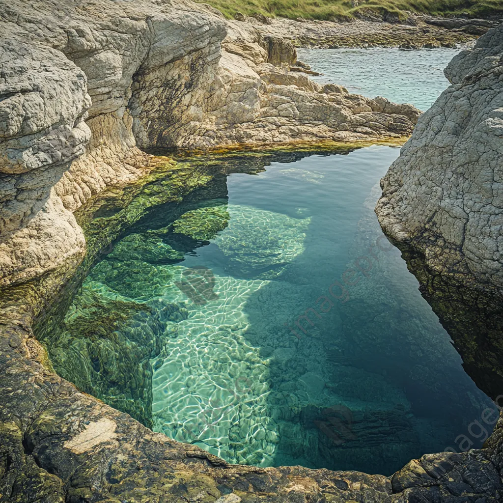 Textured rock formations with crystal clear pools - Image 3