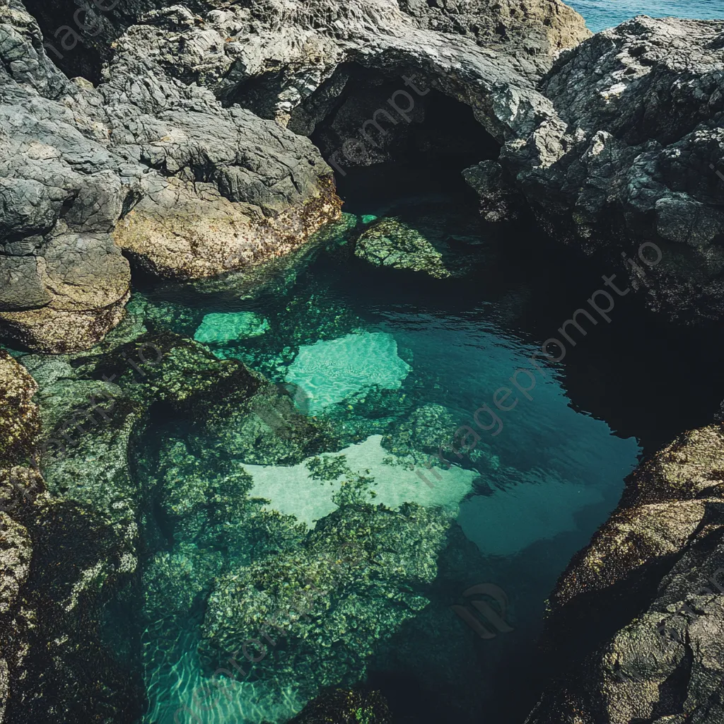 Textured rock formations with crystal clear pools - Image 4