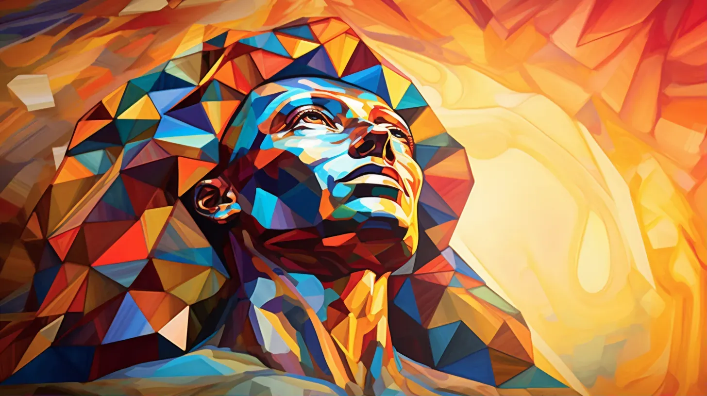 Riotous display of polygonal colors in a low poly mosaic with Egyptian influences - Image 1