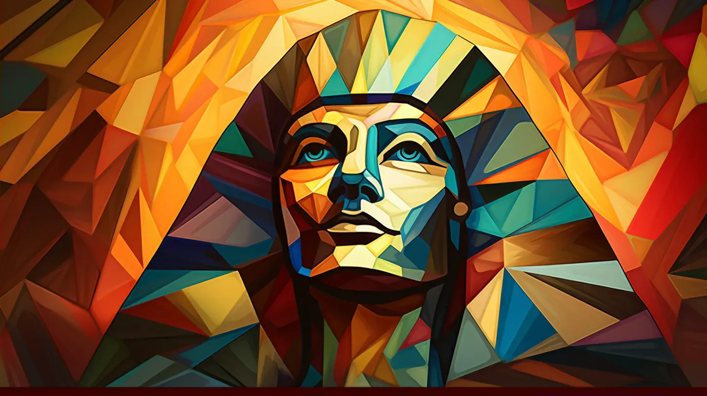 Riotous display of polygonal colors in a low poly mosaic with Egyptian influences - Image 2