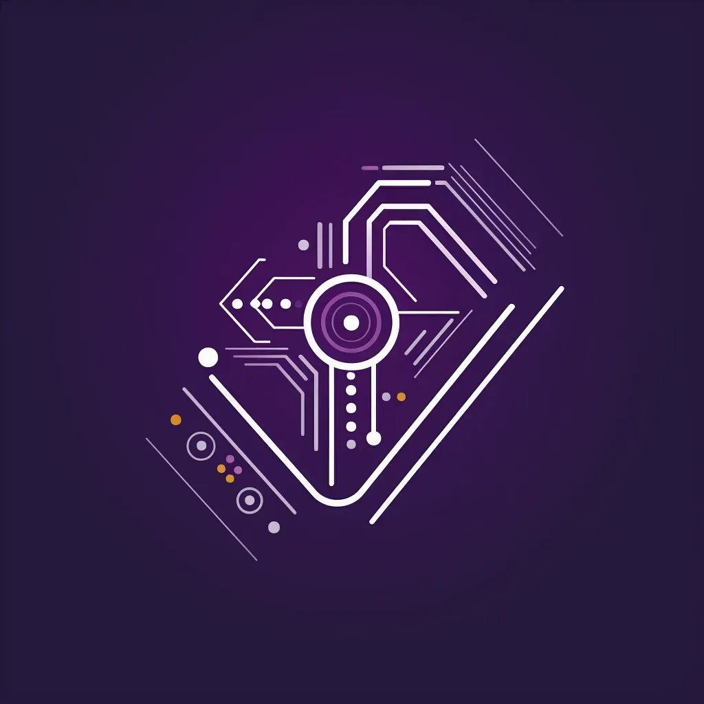 Futuristic and dynamic logo design with robot arm icon in purple and silver colors - Image 4