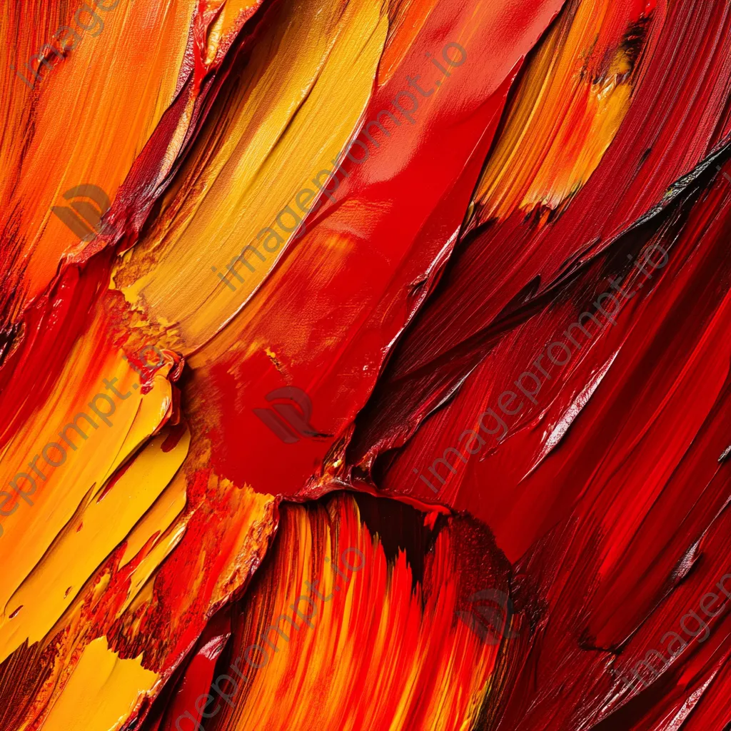 Crimson and orange paint strokes on canvas - Image 2