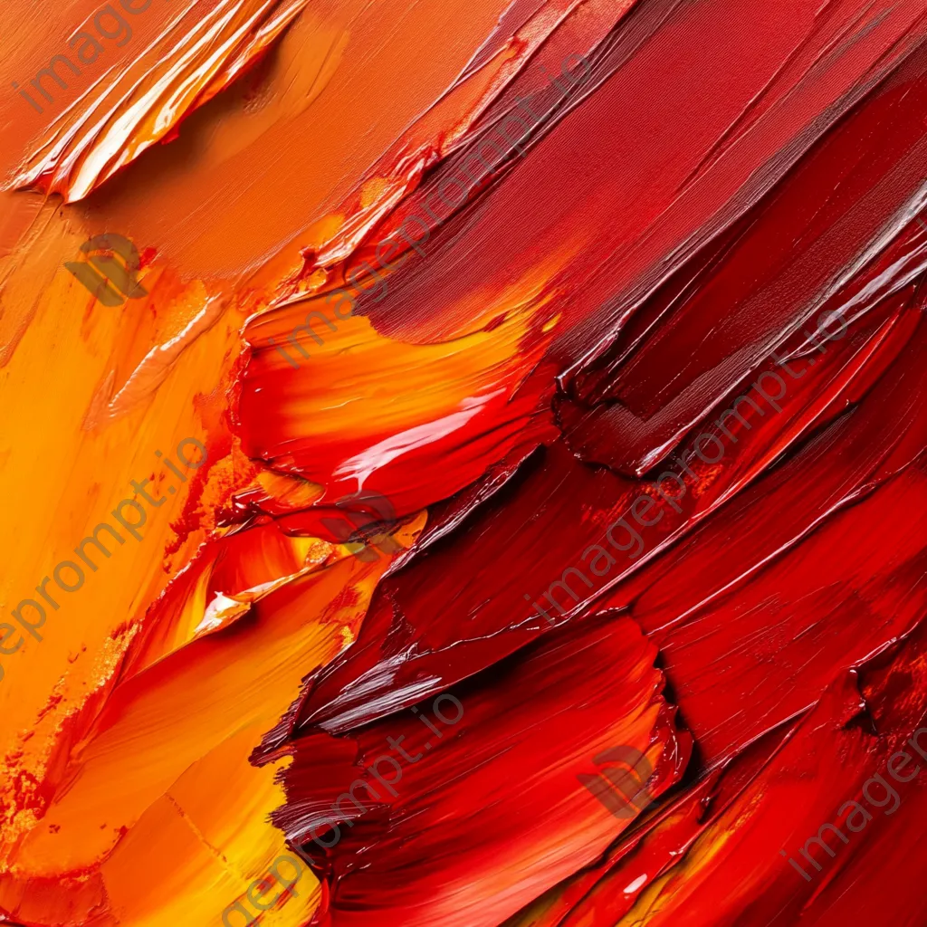 Crimson and orange paint strokes on canvas - Image 4