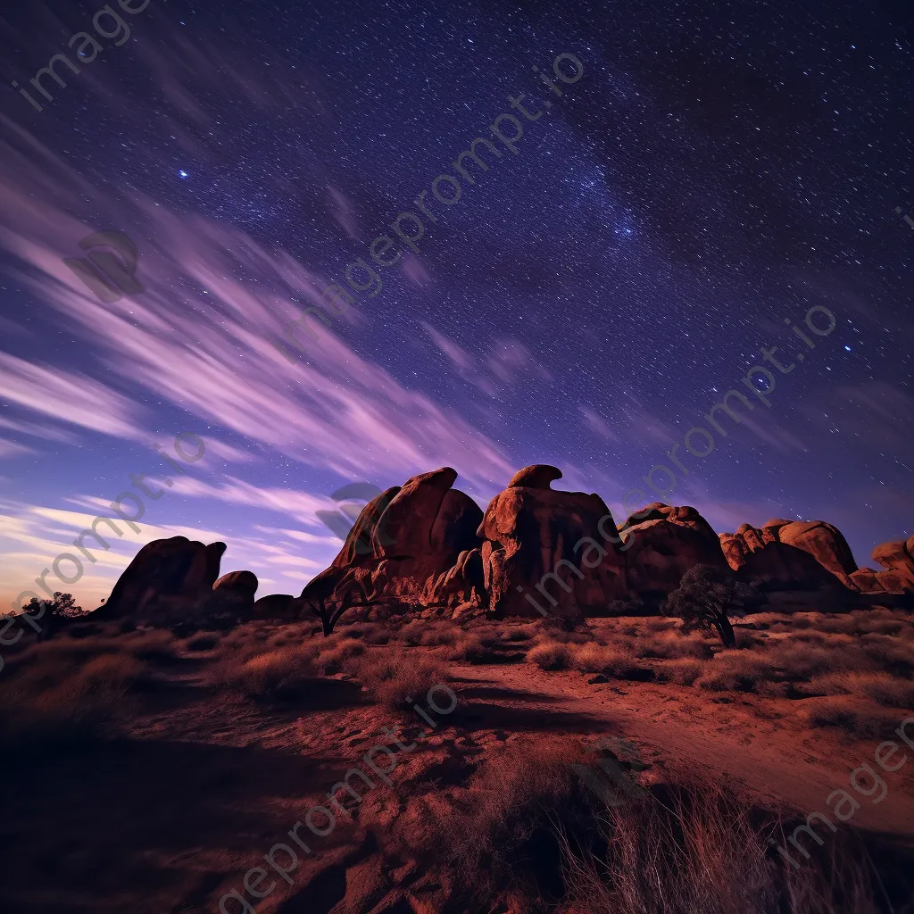 Silhouettes of unique desert rock formations against twilight sky - Image 2