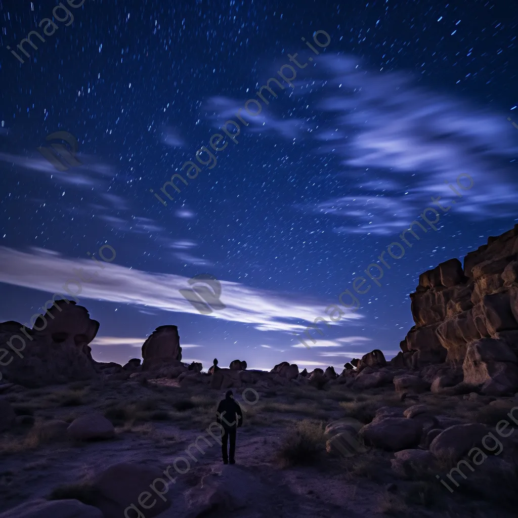 Silhouettes of unique desert rock formations against twilight sky - Image 4