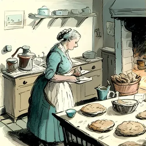 Woman in vintage kitchen with baking cookies aroma - Image 1