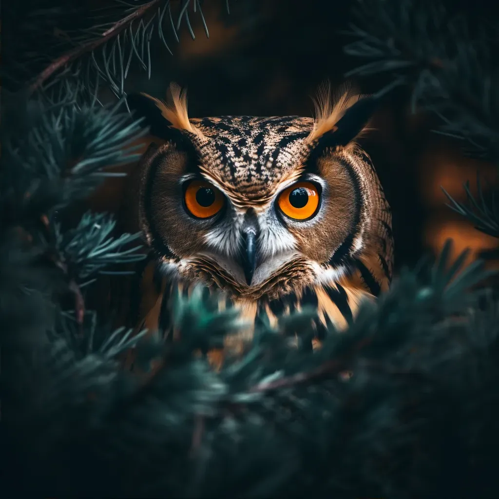 Eagle owl camouflaged among tree branches - Image 2