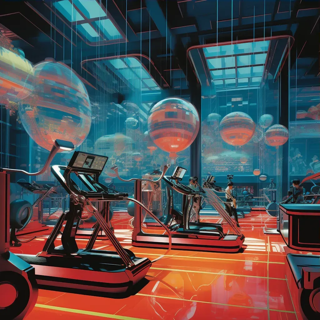 Image of a retro-style gym with futuristic workout equipment - Image 3