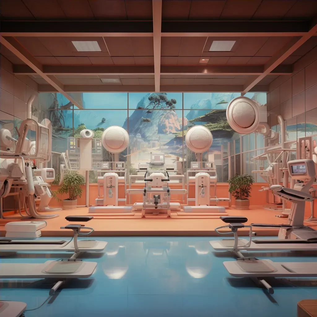 Image of a retro-style gym with futuristic workout equipment - Image 4