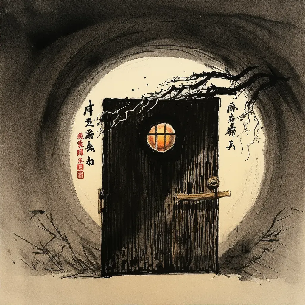 Image of a closed door with an illuminated keyhole, symbolizing opportunity - Image 2