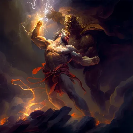 Dramatic image of Zeus battling Titans in Greek mythology - Image 3