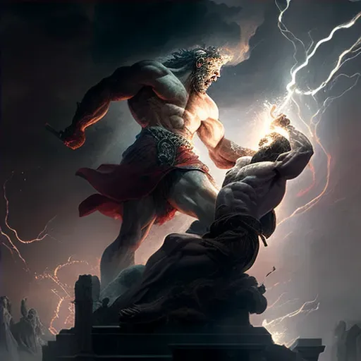 Dramatic image of Zeus battling Titans in Greek mythology - Image 4