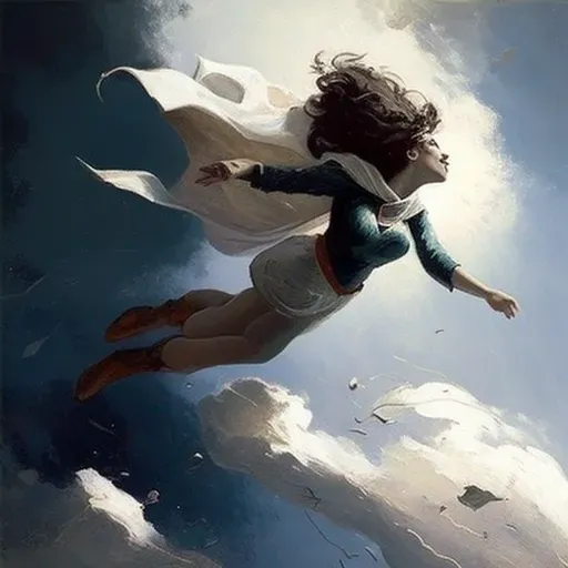 Image of a superheroine rescuing a falling satellite with strength and determination - Image 4