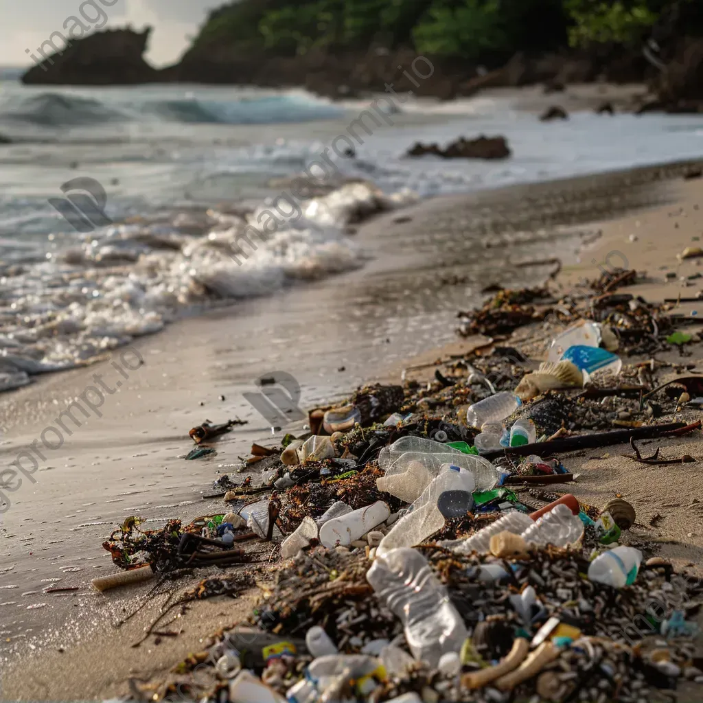 Plastic waste and litter on the beach shore - Image 2