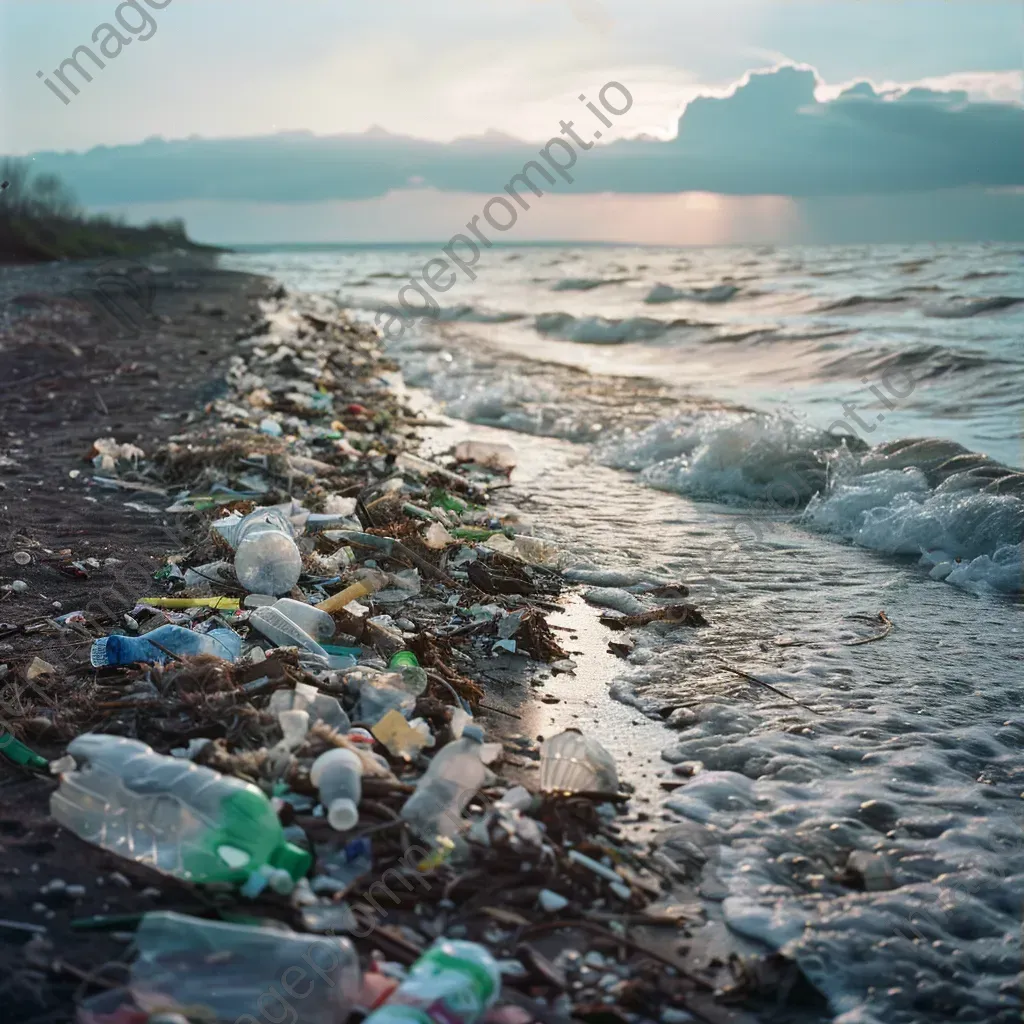 Plastic waste and litter on the beach shore - Image 3