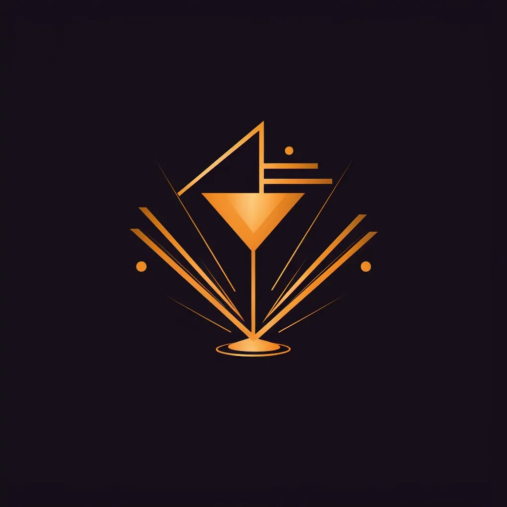 Image of an abstract cocktail bar logo with a stylized cocktail glass icon in purple and gold colors - Image 2