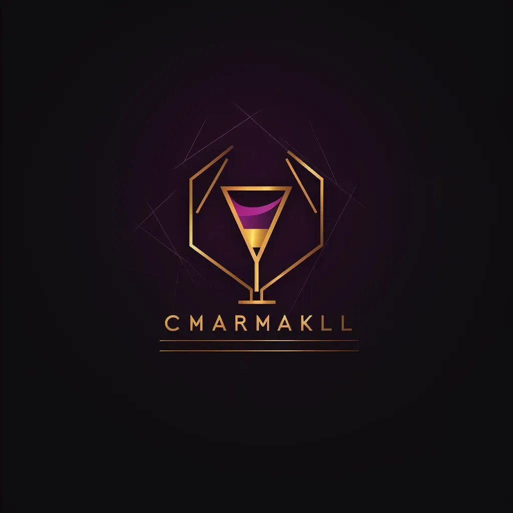 Image of an abstract cocktail bar logo with a stylized cocktail glass icon in purple and gold colors - Image 4