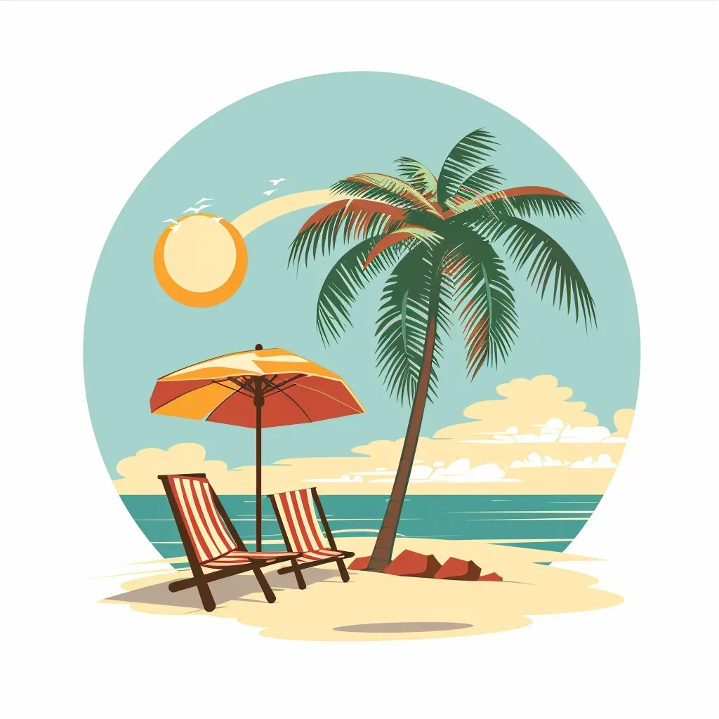 Beach Resort Logo with Palm Trees and Beach Chairs - Image 1