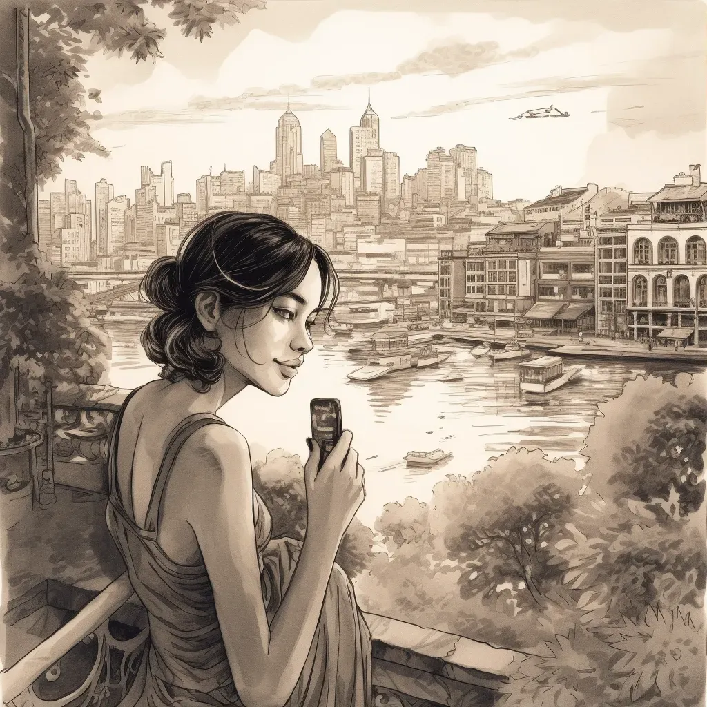 Young woman taking a selfie with picturesque cityscape in the background - Image 1