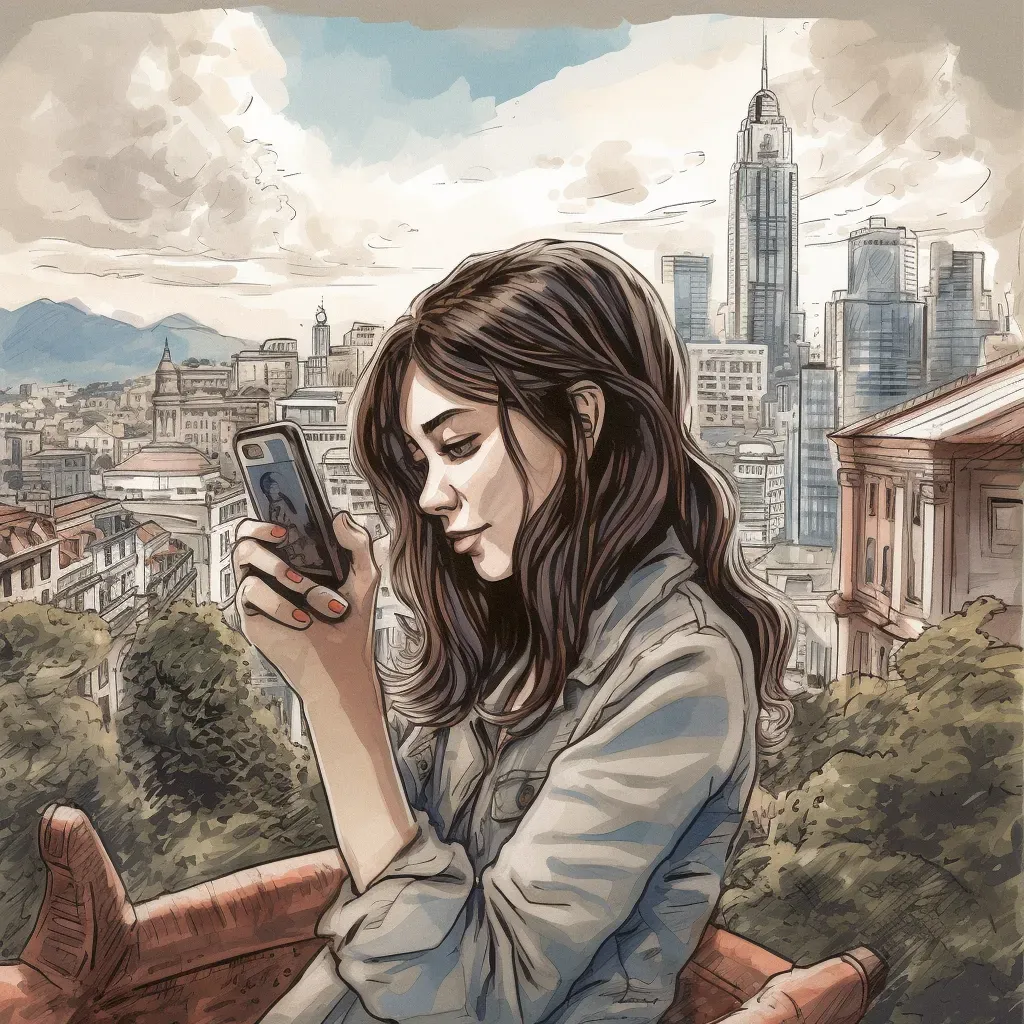 Young woman taking a selfie with picturesque cityscape in the background - Image 3