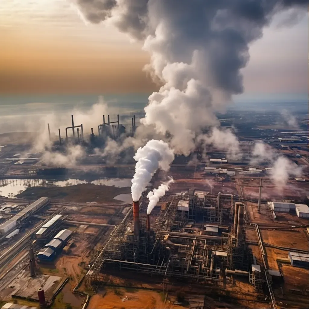 Factory smoke contaminating the sky, showing industrial pollution - Image 1