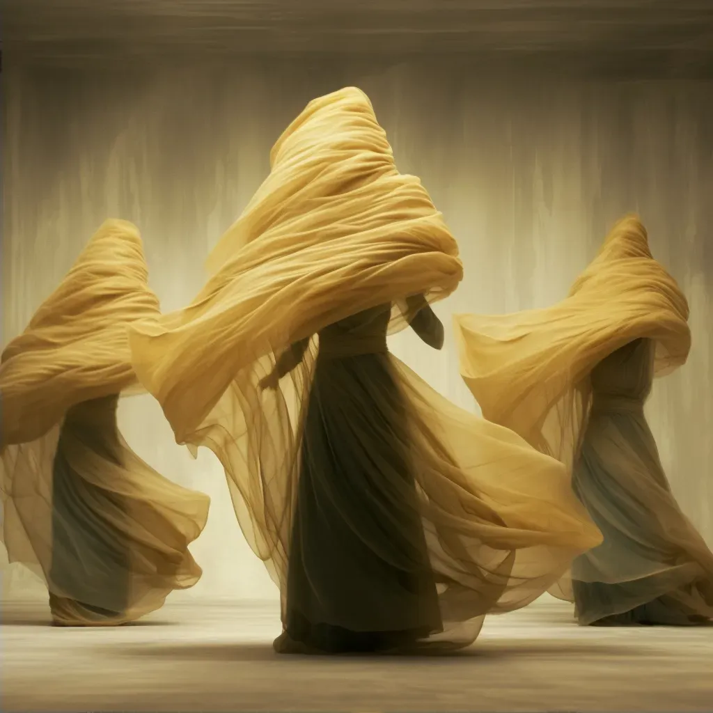 Performance art piece with dancers in flowing fabrics - Image 2