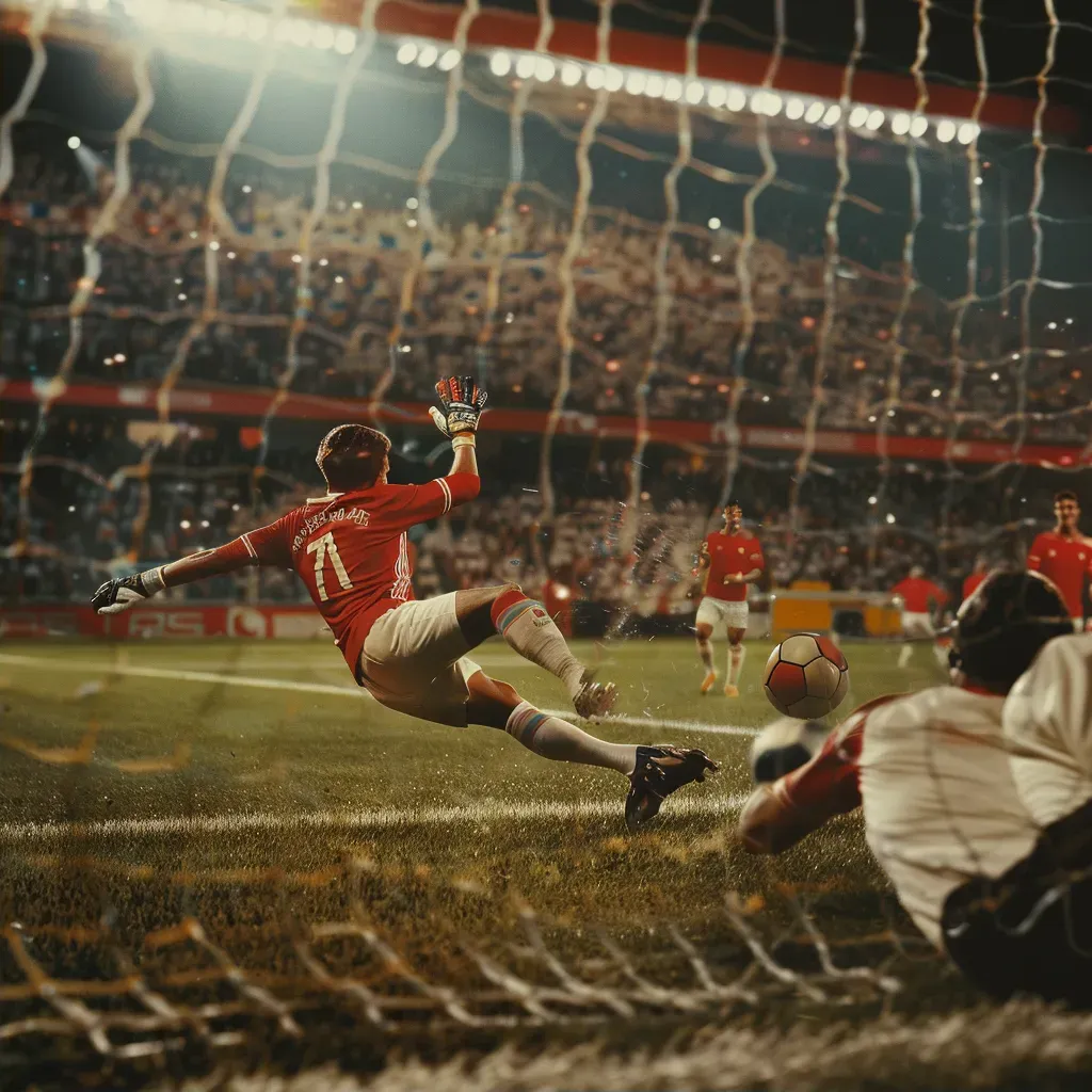 Soccer player taking a shot at the goal with fans in the background - Image 2