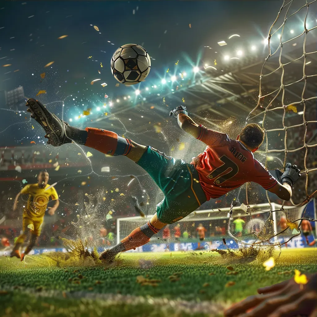 Soccer player taking a shot at the goal with fans in the background - Image 3