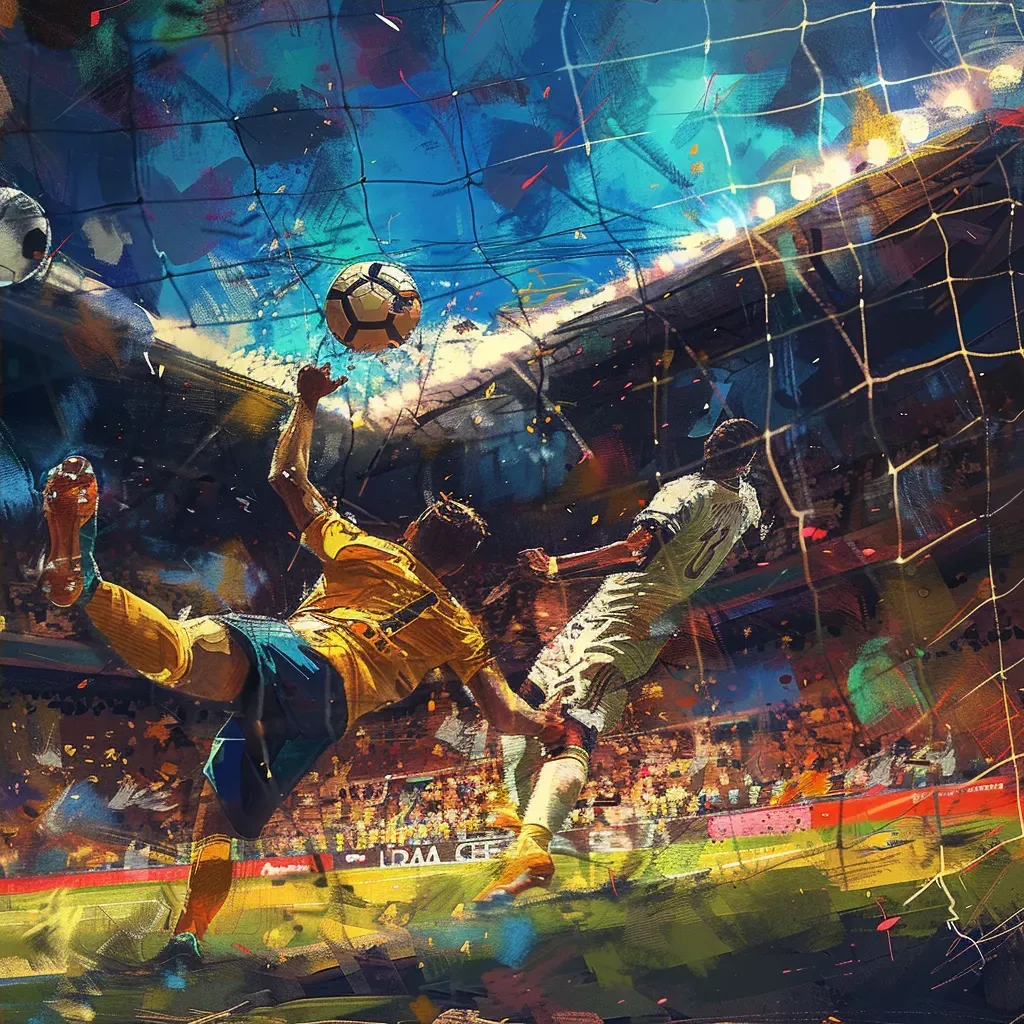 Soccer player taking a shot at the goal with fans in the background - Image 4