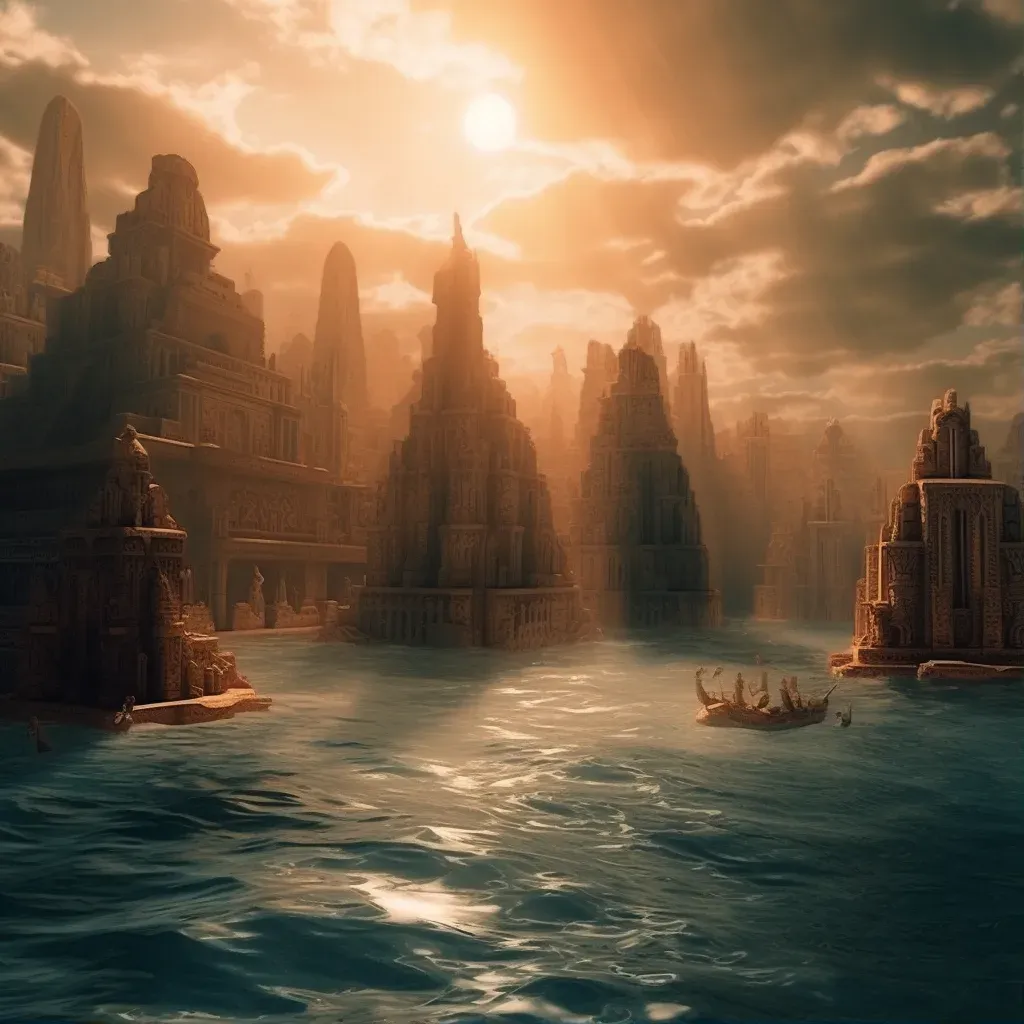 Image of the mythical city of Atlantis emerging from the sea at dawn - Image 1