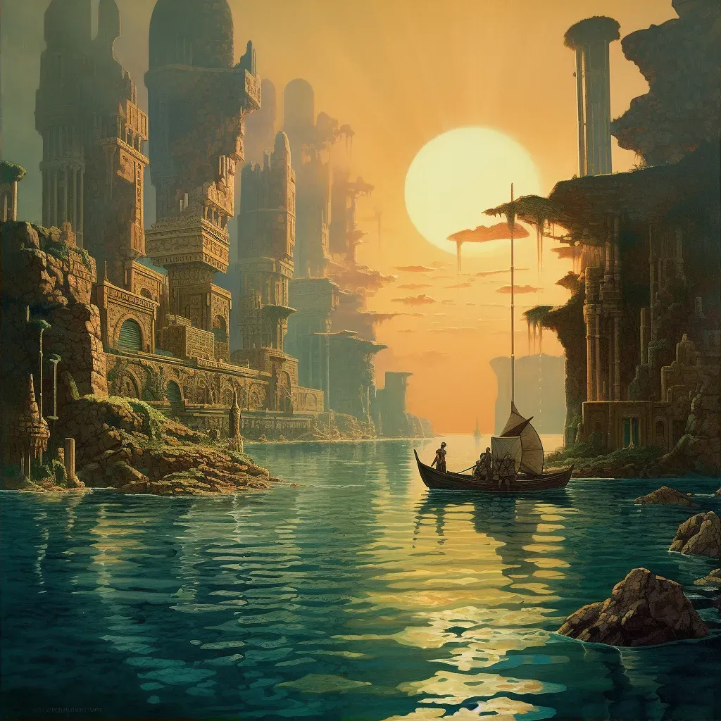 Image of the mythical city of Atlantis emerging from the sea at dawn - Image 2