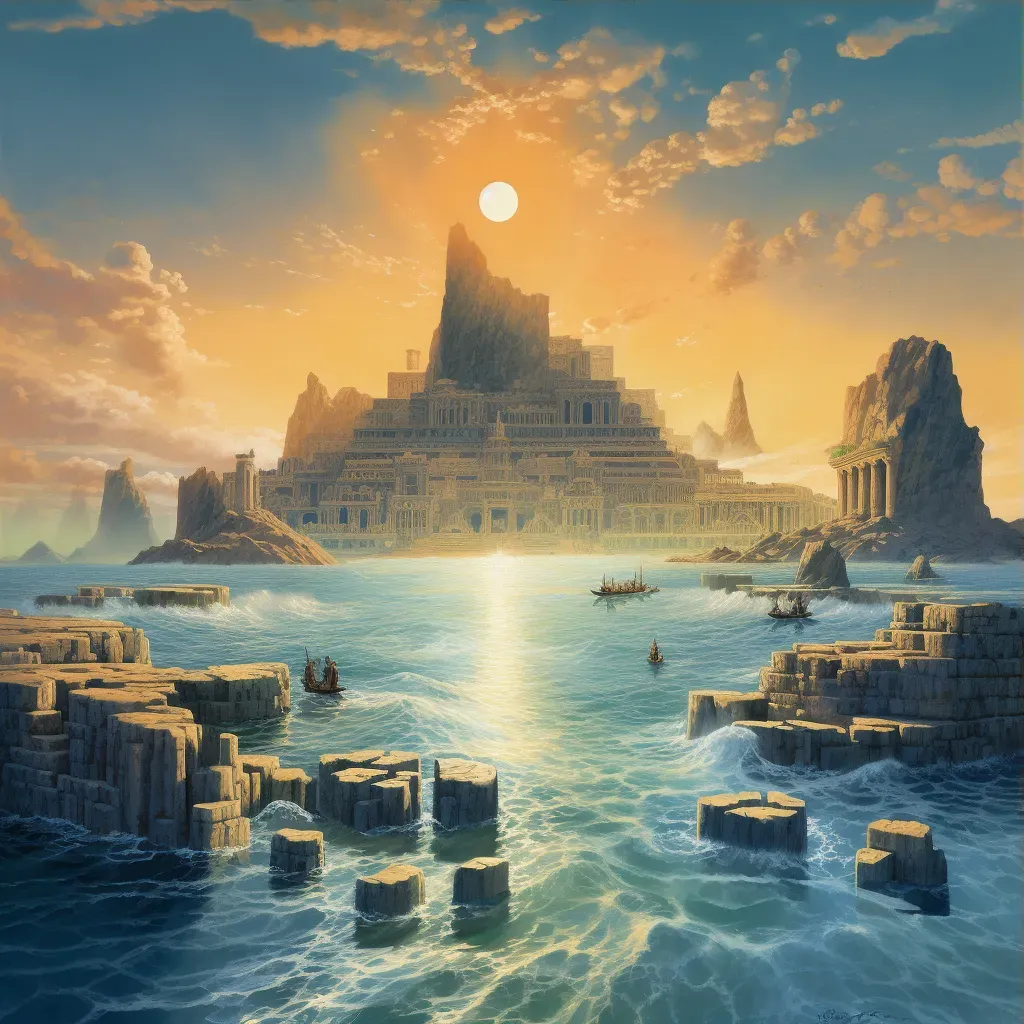 Image of the mythical city of Atlantis emerging from the sea at dawn - Image 3