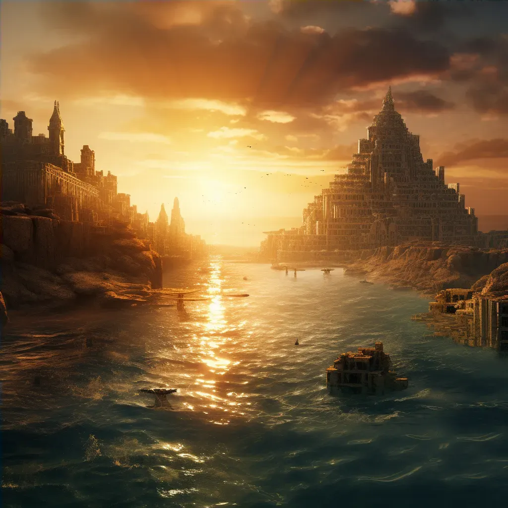 Image of the mythical city of Atlantis emerging from the sea at dawn - Image 4