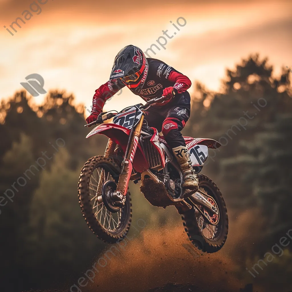 Motocross rider performing trick in mid-air - Image 1