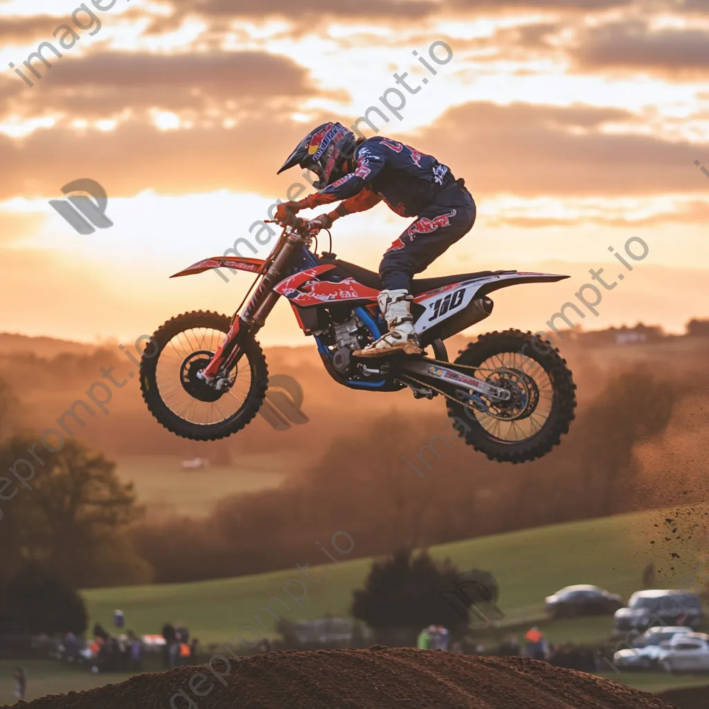 Motocross rider performing trick in mid-air - Image 2