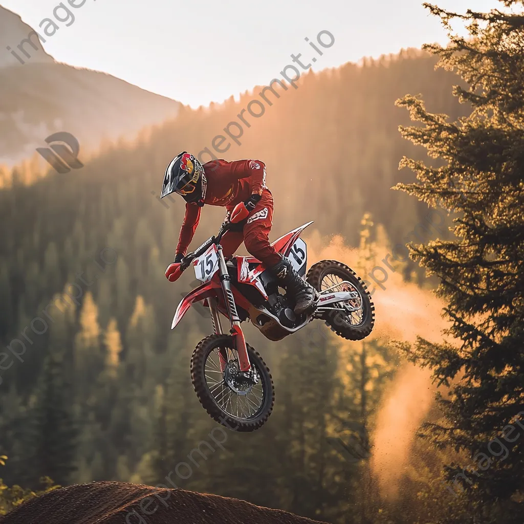 Motocross rider performing trick in mid-air - Image 3