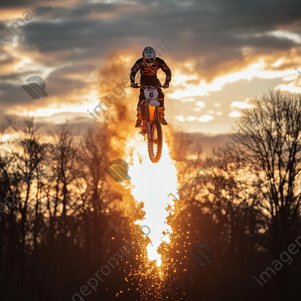 Motocross rider performing trick in mid-air - Image 4